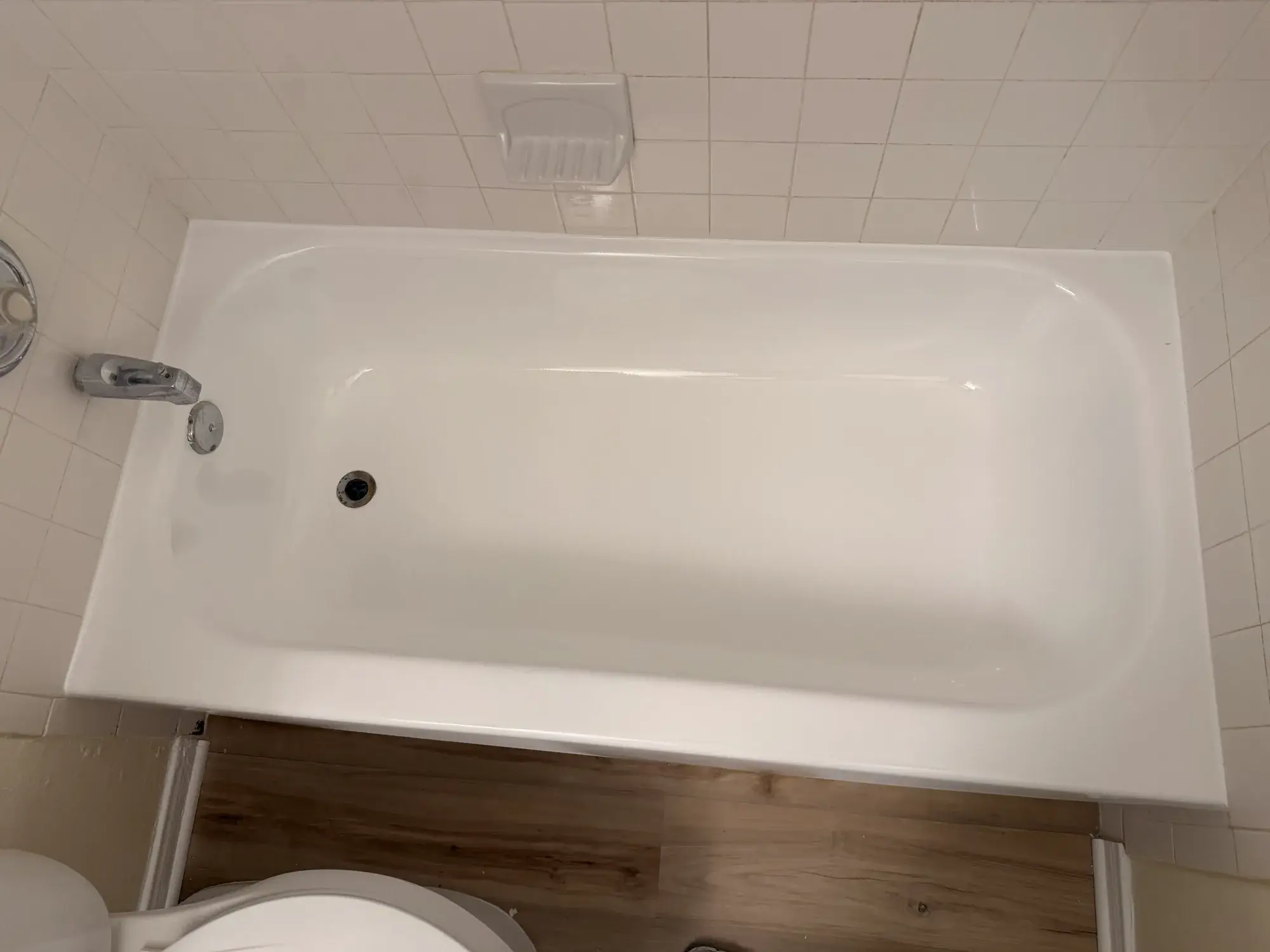 Freshly refinished white bathtub